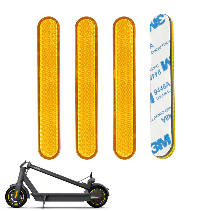 4 Pcs Yellow Segway Scooter G30 Max Reflective Strips Reflective Stickers Max G30 Plastic Cover Reflective Safety Stickers Front Rear Wheel Cover Waterproof Reflective Sticker For Ninebot Max G30 Electric Scooter Warning Dustproof Reflective Sticker