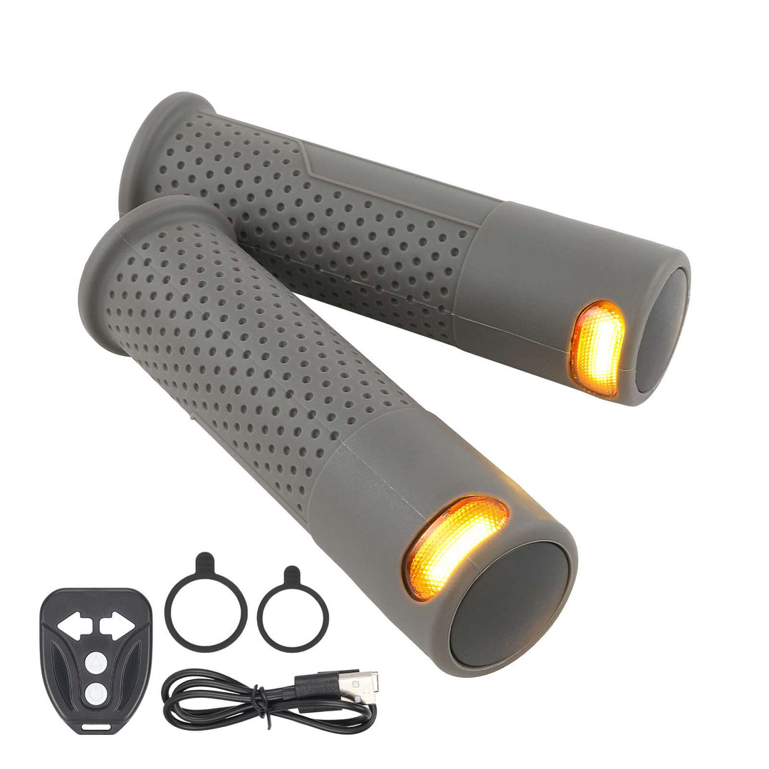 Gray Electric Scooter Turn Signal, USB Rechargeable Scooter Handle Grips,Smart Scooter Handlebar Warning Light with Remote Control, Waterproof Compatible with XIAOMI M365 Pro2 1S Ninebot G30 ES1 ES2 ES4 Electric Scooters