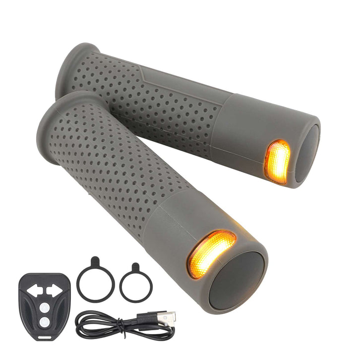 Gray Electric Scooter Turn Signal, USB Rechargeable Scooter Handle Grips,Smart Scooter Handlebar Warning Light with Remote Control, Waterproof Compatible with XIAOMI M365 Pro2 1S Ninebot G30 ES1 ES2 ES4 Electric Scooters