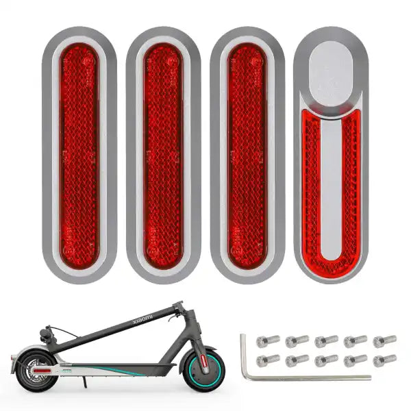 4 pcs refitting silver decorative shells+red reflector bars for M365 1S Pro Pro2 and Lite