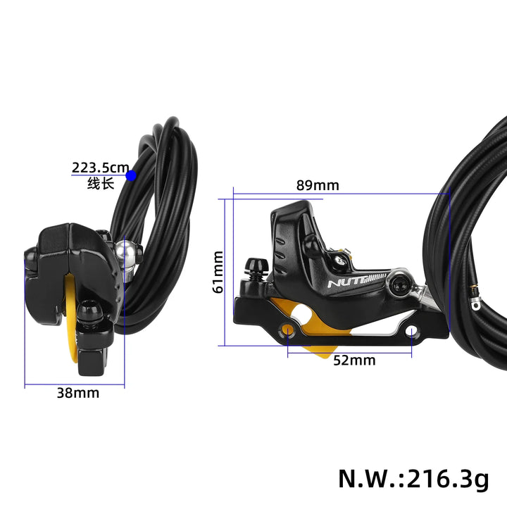 NUTT 4 Piston Oil Disc Brake Kit 1350mm Left Front Right 2200 Rear Oil Disc Brake with F160 R140 Base and Y5 Brake Set for KuKirin G4 Max scooter NUTT 4 Piston Electric Scooter Brake Y-5 Hydraulic Disc BrakesRotor For A5-D KUGOO Zero Dualtron Kaabo Mantis