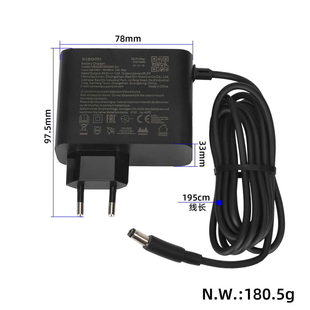 Original 24.2V1.5A Charger with DC2.1 Head EU Plug Li-ion Battery Charger for Electric Bike Bicycle Kick Scooter with DC2.1 Plug Smart Charger for Xiaomi 4 Lite 2nd Gen Xiaomi 6 Electric Scooter