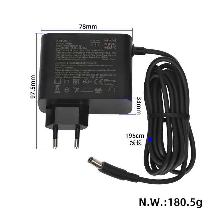 Original 24.2V1.5A Charger with DC2.1 Head EU Plug Li-ion Battery Charger for Electric Bike Bicycle Kick Scooter with DC2.1 Plug Smart Charger for Xiaomi 4 Lite 2nd Gen Xiaomi 6 Electric Scooter