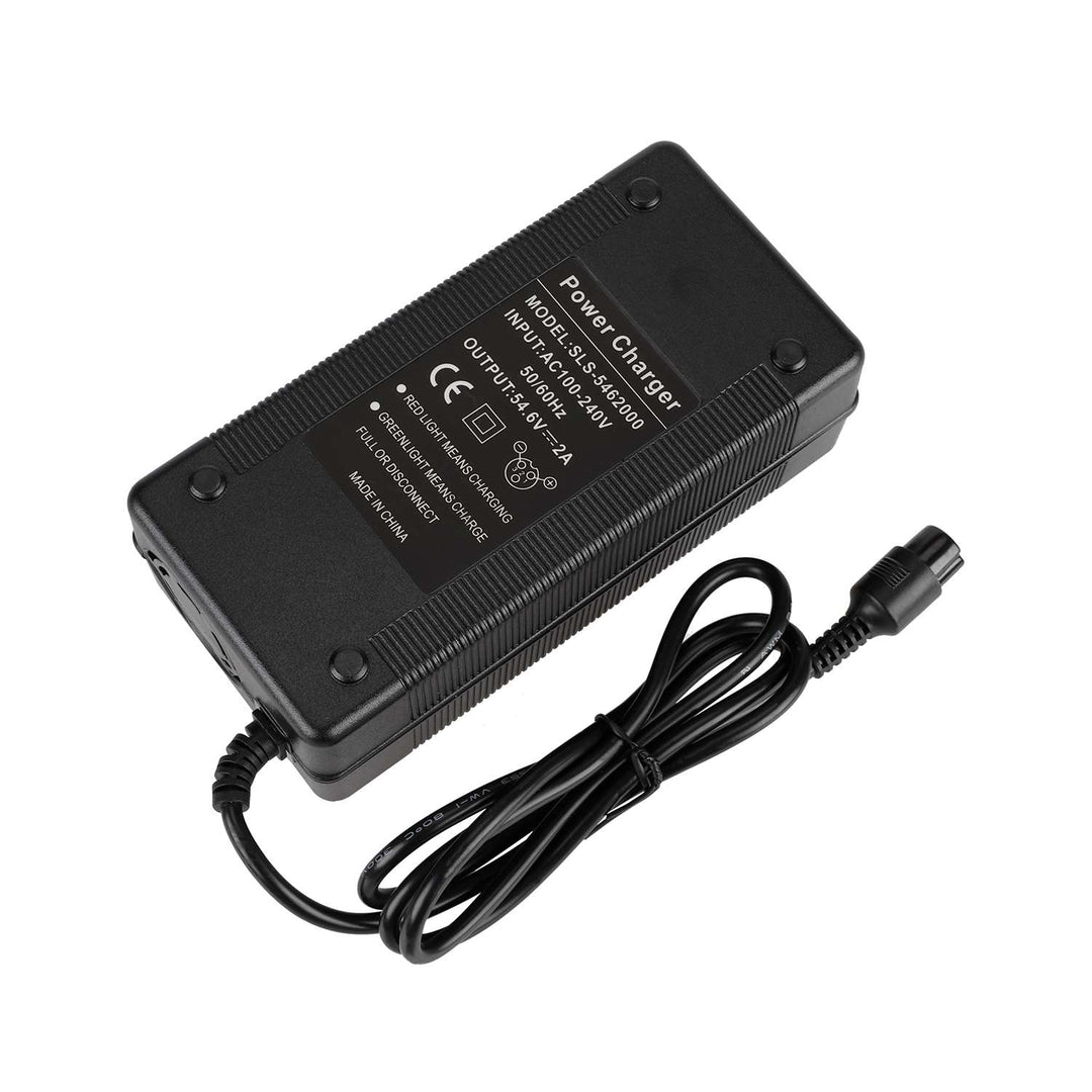 Caricabatterie 54.6V2A con connettore GX16 a 3 pin, ventola e spina EU, per veicoli elettrici, scooter elettrici, con cavo di alimentazione a testa tonda, accessori, adattatore di alimentazione per batterie al litio