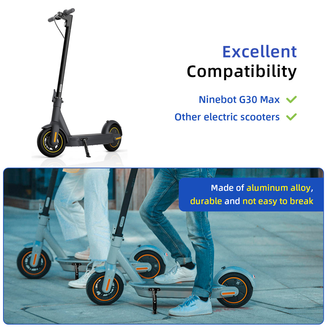 V2 Black Adjustable Aluminum kickstand for Segway Max G30 Kickstand Foot Support Side Stand Packing Rack Kickstand Parking Foot Support Stand For Ninebot Max G30 Kaabo Mantis 10 Vsett 9 Electric Scooter Adjustable Kickstand Accessories