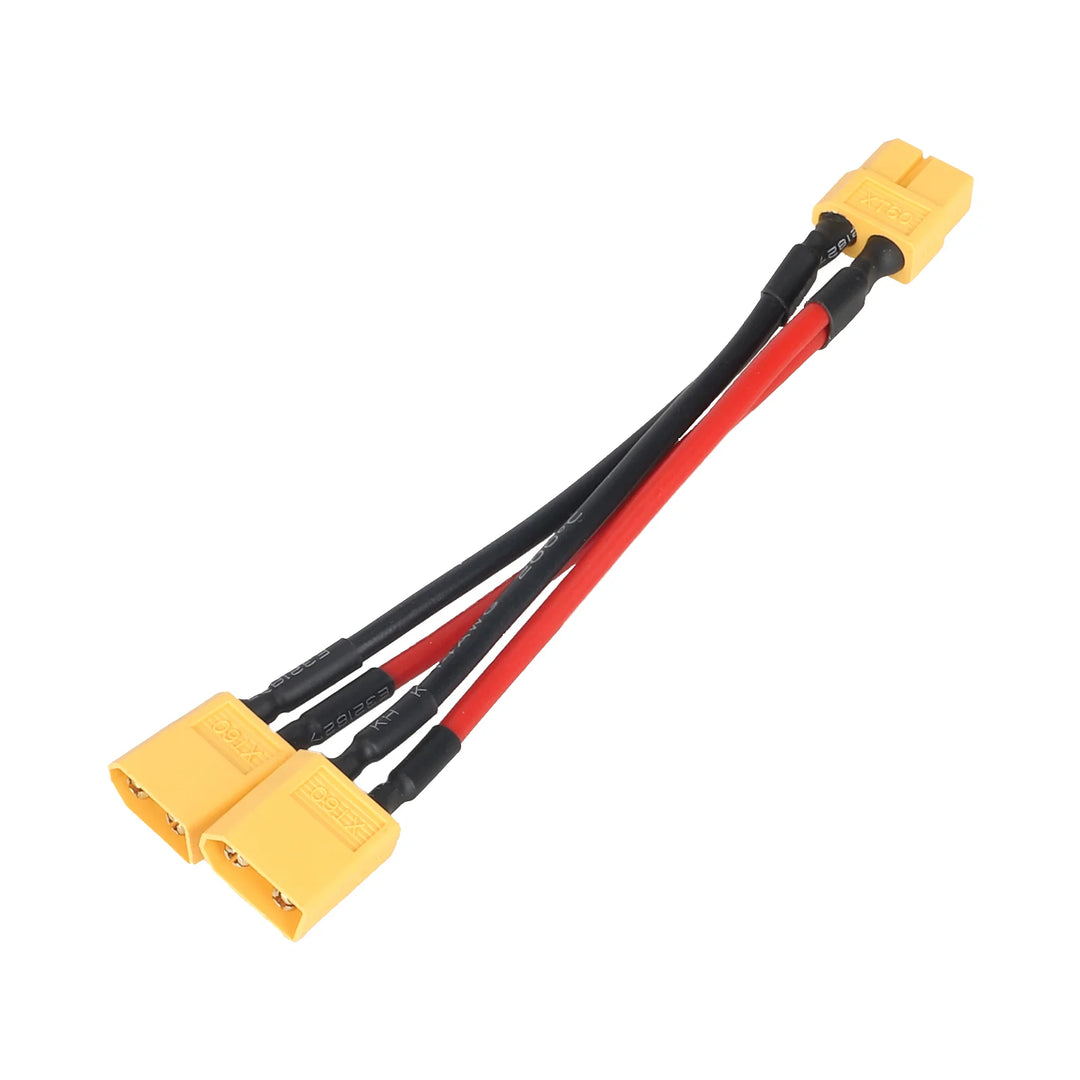 XT60 Adapter Cable for 1 Female to 2 Male Parallel Connector Plug 10cm Cable Length 14AWG Tinned Copper Silicone Covered Wire Battery Connection Adapter Cable with Terminals