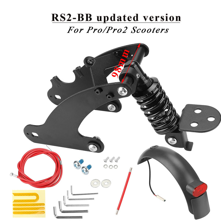 Black-red V2 Rear Suspension with Mudguard and Tailight for Xiaomi M365 and 1S Scooter Rear Shock Absorber for Scooter Rear Spring Shock Absorber Replacement Accessories