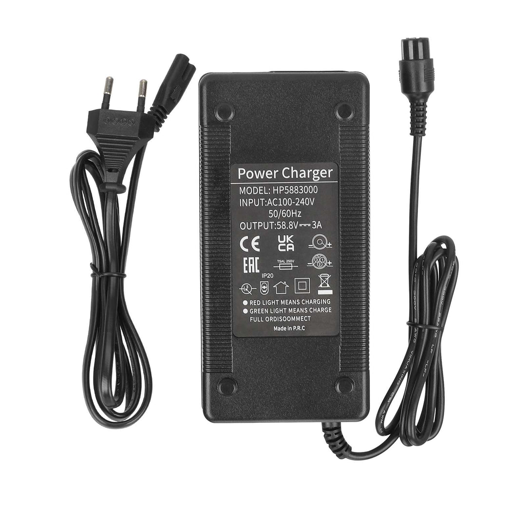 Caricabatterie 58.8V3A con connettore GX16 a 3 pin e spina EU Caricabatterie per veicoli elettrici Scooter elettrici Cavo di alimentazione con testa rotonda Accessori Batteria 52V per monopattini Zero 10X
