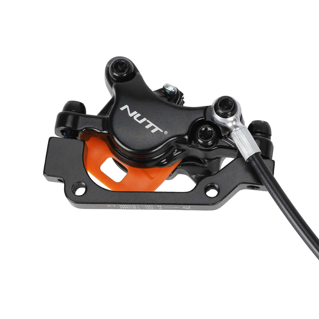 Kit freno idraulico posteriore destro NUTT con cavo freno da 180 cm e tubi olio da 220 mm, freno a disco idraulico per scooter elettrico a 2 pistoncini, kit freno a pressione olio per scooter elettrico con spegnimento a 2 PIN