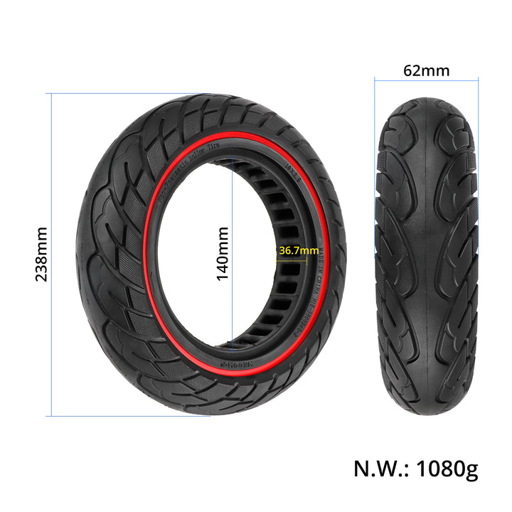 10 Inch Solid Tire with Red Circle and 37mm Slot 10X2.5 10x2.50 for KUGOO M4 / M4 Pro Electric Scooter Polka Dot Inner Honeycomb Tire Rubber Parts 10x2.5-6.1 Tyres 10Inch Off-Road Solid Tires Wear-resistant Puncture-proof Tire Parts