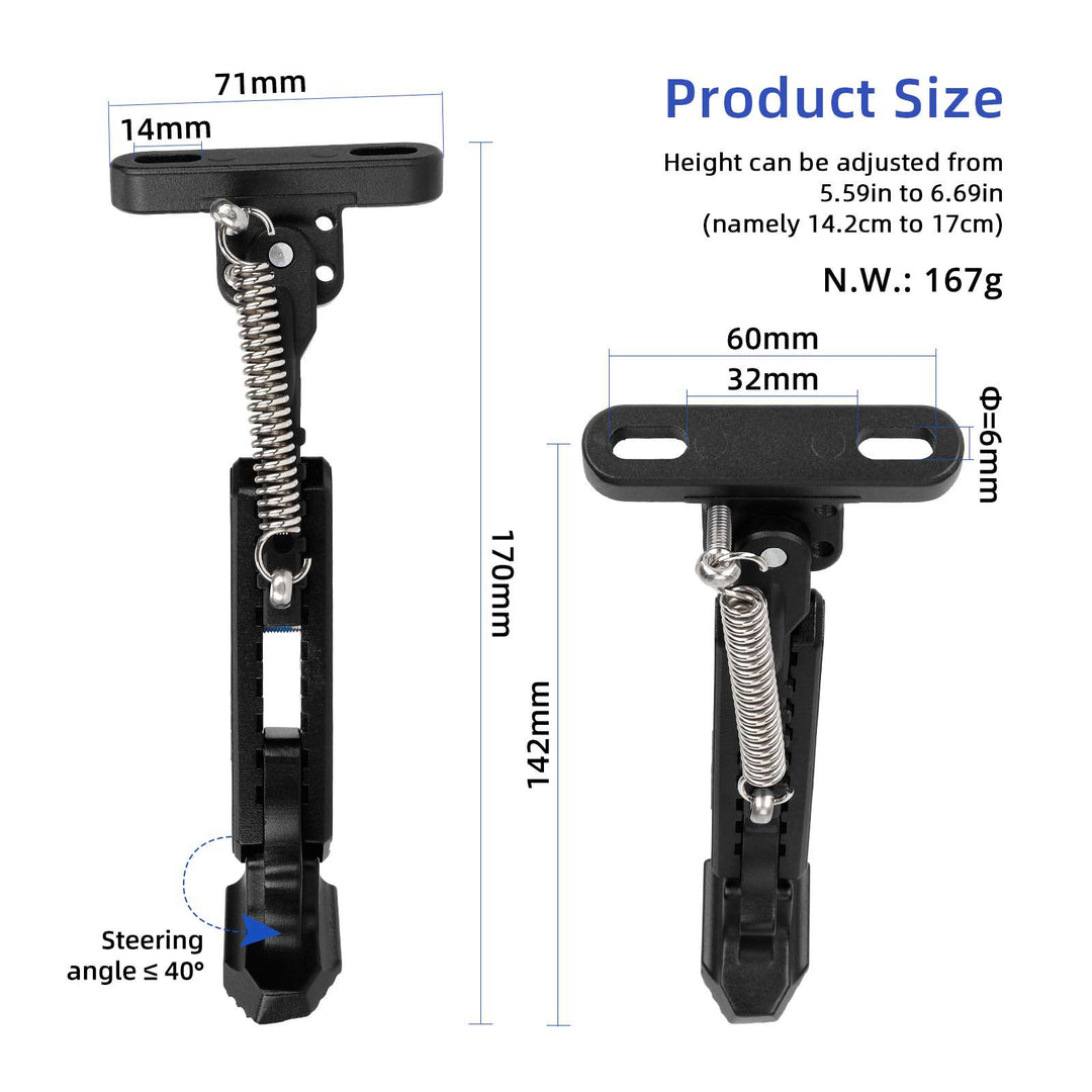 V2 Black Adjustable Aluminum Kickstand for Segway Ninebot ZT3 ZT3 Pro Xiaomi M365 1S Pro Pro2 Mi3 Electric Kickscooter Foot Support Side Stand Packing Rack Kickstand E-Scooter Side Parking Foot Support Replacement Parts