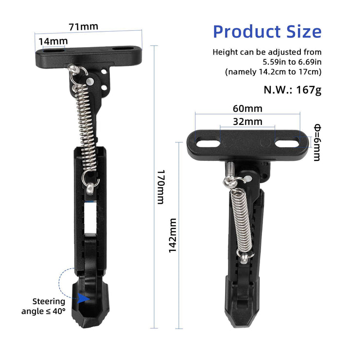 V2 Black Adjustable Aluminum Kickstand for Segway Ninebot ZT3 ZT3 Pro Xiaomi M365 1S Pro Pro2 Mi3 Electric Kickscooter Foot Support Side Stand Packing Rack Kickstand E-Scooter Side Parking Foot Support Replacement Parts