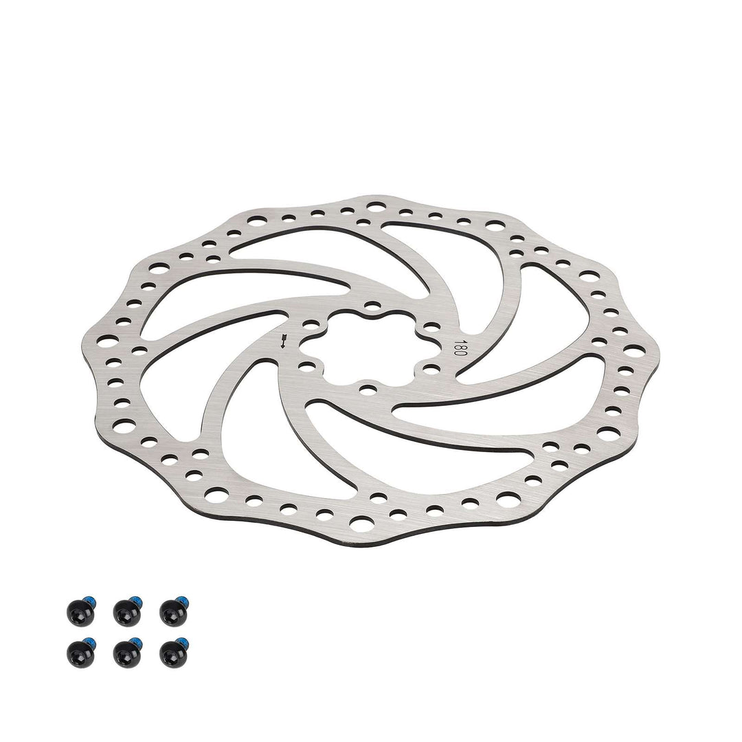 Disco freno da 180 mm per scooter elettrico, ricambi freno da 180 mm per MTB, Mountain Bike, Bici da Strada, Cruiser, rotore in acciaio inossidabile, sistema frenante a disco con 6 fori, accessorio essenziale per bici