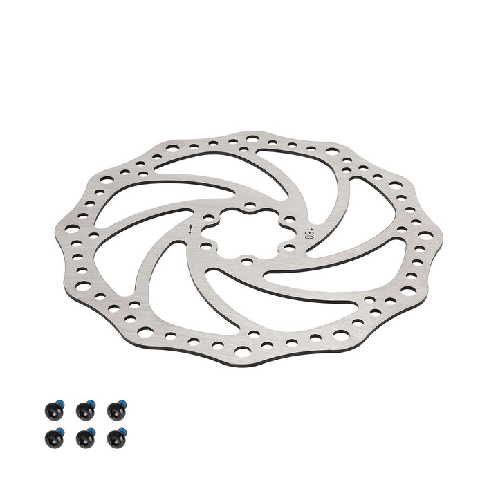 Disco freno da 180 mm per scooter elettrico, ricambi freno da 180 mm per MTB, Mountain Bike, Bici da Strada, Cruiser, rotore in acciaio inossidabile, sistema frenante a disco con 6 fori, accessorio essenziale per bici