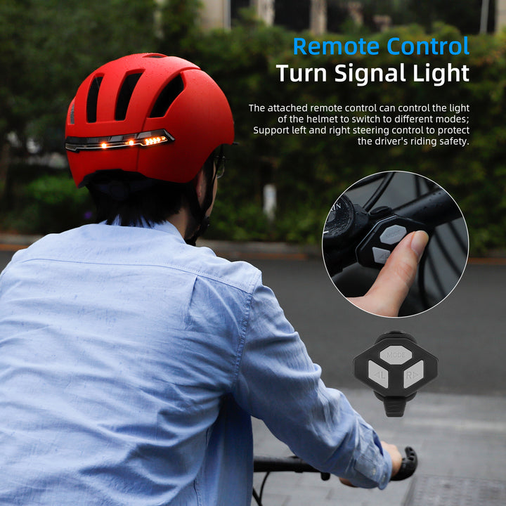 Ulip Casco Intelligente Rosso con Luce di Direzione e Telecomando Wireless da Manubrio Casco di Sicurezza Universale Con Indicatore di Direzione a LED Controller Remoto Intelligente per Monopattini Elettrici Xiaomi/Ninebot/INOKIN/Dualtron