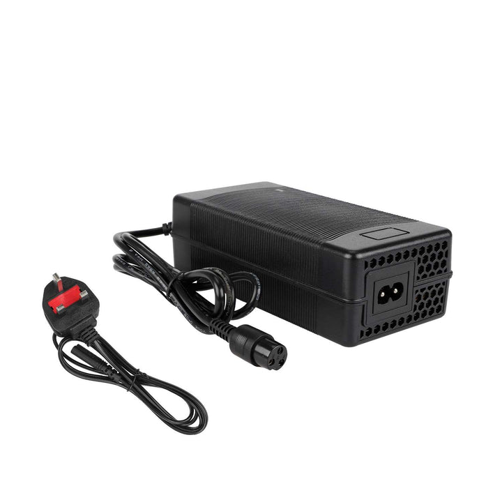 Caricabatterie 54.6V2A con connettore GX16 a 3 pin, ventola e spina EU, per veicoli elettrici, scooter elettrici, con cavo di alimentazione a testa tonda, accessori, adattatore di alimentazione per batterie al litio