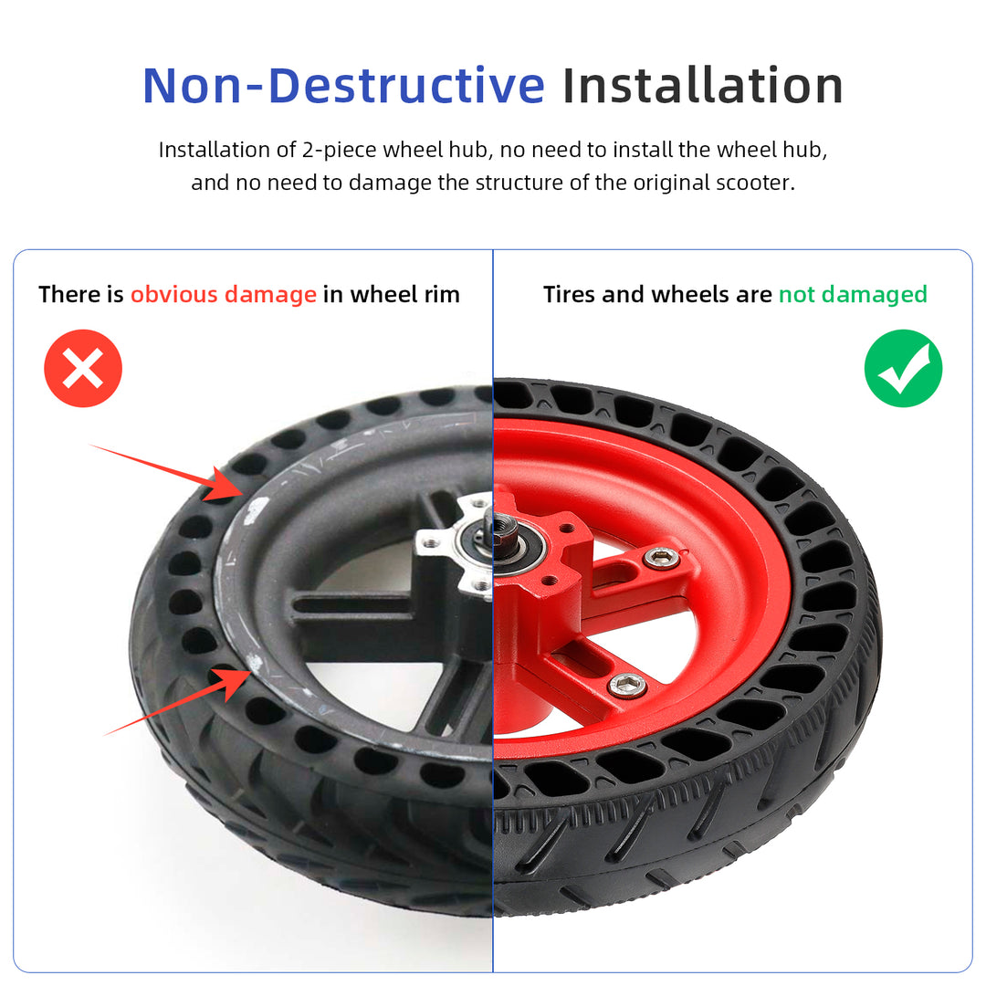 Mozzo posteriore sdoppiato Red Ulip per monopattino elettrico Xiaomi Pro/Pro2, ricambio mozzo posteriore sdoppiato per pneumatici pieni, mozzo in alluminio, cerchio da 8,5 pollici
