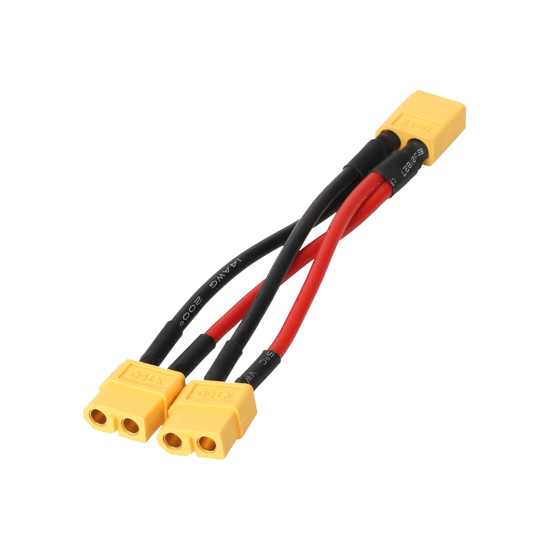 Cavo Adattatore XT60 per Connettore Parallelo da 1 Maschio a 2 Femmine Spina Cavo Lunghezza 10cm 14AWG in Rame Stagnato con Rivestimento in Silicone Cavo Adattatore di Collegamento Batteria con Terminali
