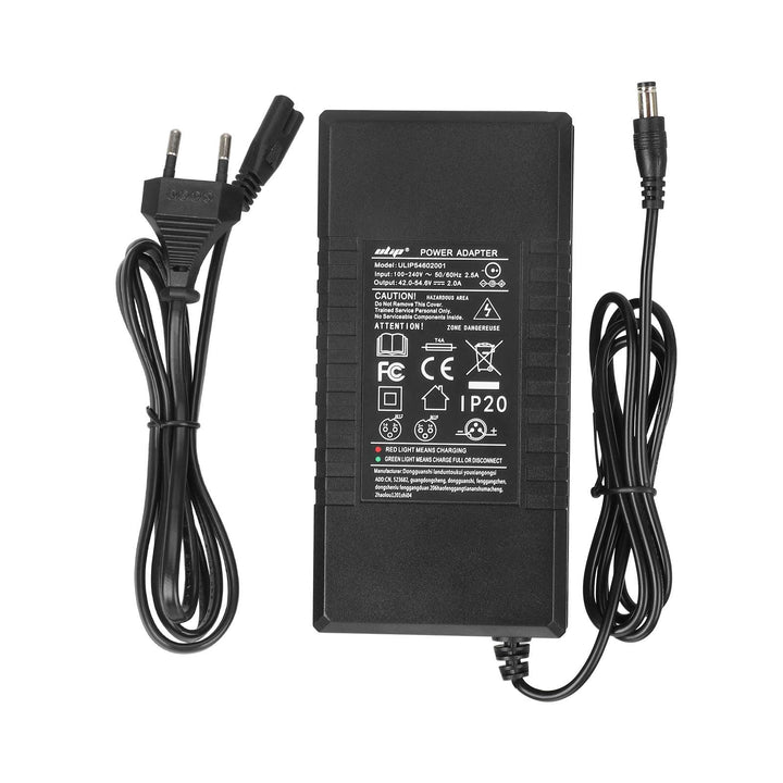 Ulip42V~54.6V2A DC2.1 Certified Charger EU Plug Charger 42V2A Adapter Lithium Battery Balance Bike Charger European Standard Li-ion Battery Pack Charger Power Adapte Input 100-240V 48V 13S Lithium Skateboard Balance Vehicle Battery with Fan