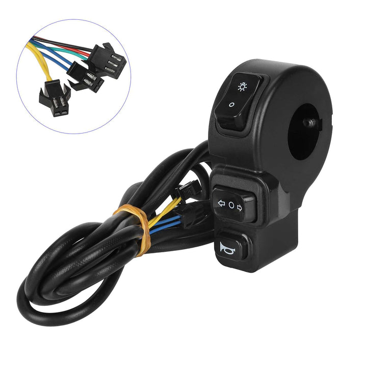Black Three Function Switch Line Length 170cm Electric Vehicle Multi-Function Combination Switch Tricycle Waterproof Horn Headlight Steering Three-In-One Switch Button