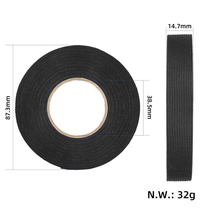 1PC 15mm/15 Meters Black New Adhesive Cloth Tape Industrial Tape For Cable Harness Wiring Loom 15mm Wire Harness Tape Cloth Fabric Adhesive Heat-resistant Loom Wrap For Automotive Electrical Insulation Cable Fixed