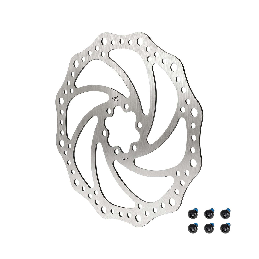 Disco freno da 180 mm per scooter elettrico, ricambi freno da 180 mm per MTB, Mountain Bike, Bici da Strada, Cruiser, rotore in acciaio inossidabile, sistema frenante a disco con 6 fori, accessorio essenziale per bici