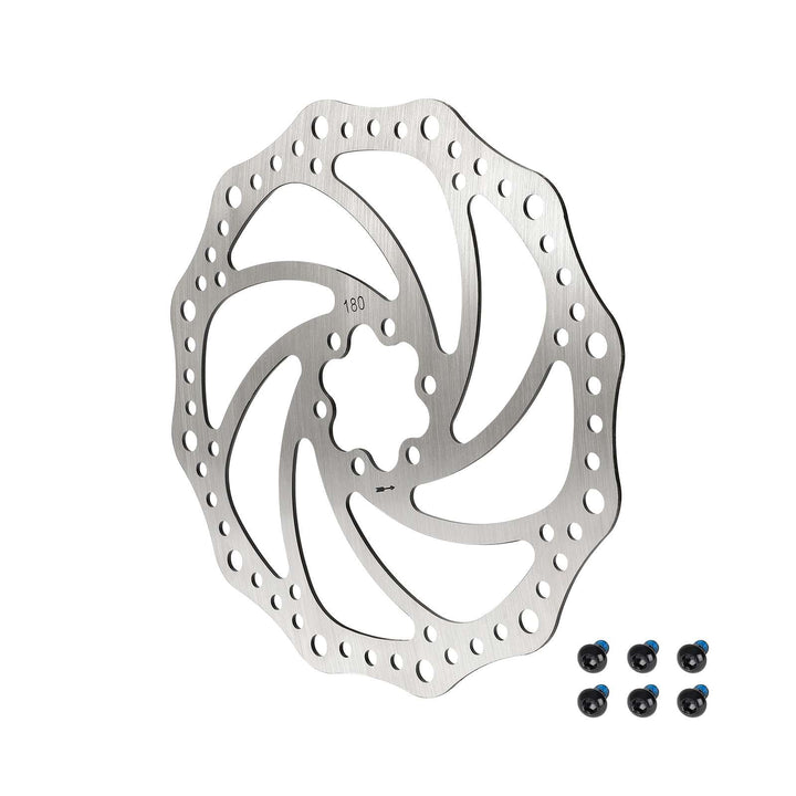 Disco freno da 180 mm per scooter elettrico, ricambi freno da 180 mm per MTB, Mountain Bike, Bici da Strada, Cruiser, rotore in acciaio inossidabile, sistema frenante a disco con 6 fori, accessorio essenziale per bici