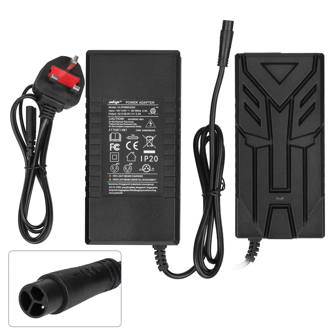 Caricabatterie Ulip 58.8V2A con testina LP16-3P piccola, spina EU, Ulip Small Eight Ming Head 58.8V2A, trasformatore standard europeo, caricabatterie per batteria scooter elettrico, adattatore di alimentazione