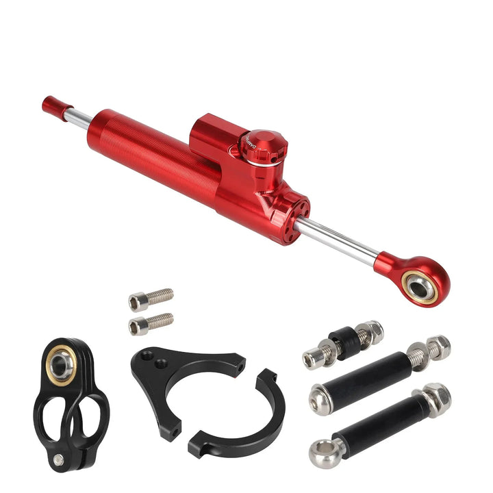 Ammortizzatore di sterzo stabilizzatore rosso con supporto di montaggio rosso per monopattino elettrico Ausom Gallop/Kukirin G3 Pro 2024, staffa di modifica in alluminio e acciaio