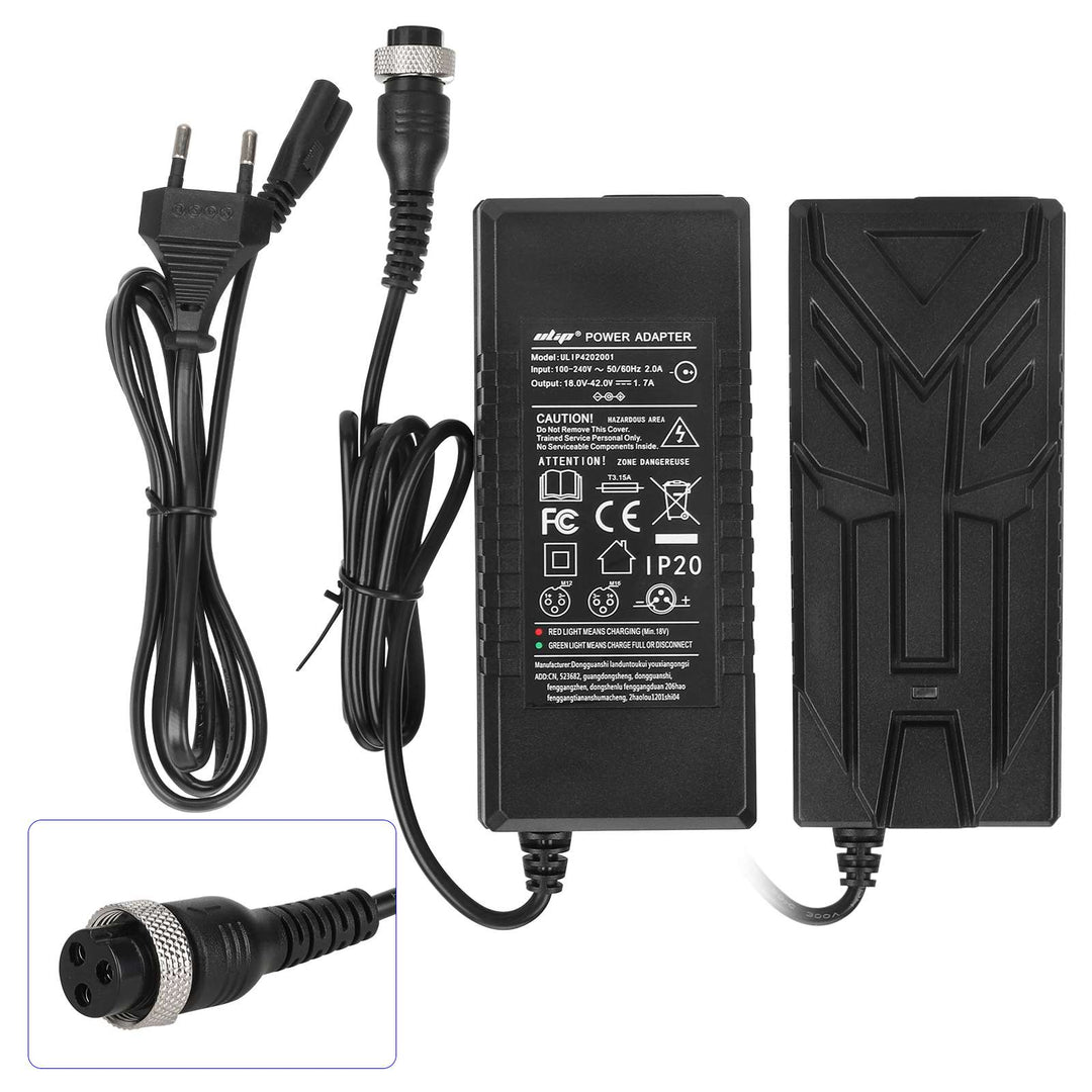 Ulip 18V~42V 1.7A CE FCC certified charger with M16 3 holes head(EU plug)