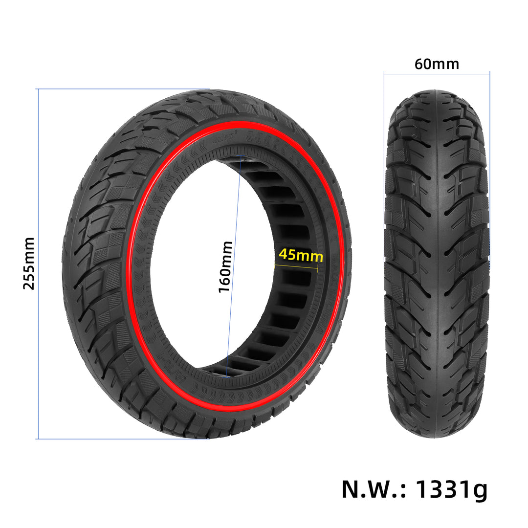 Ulip 60/70-7.0 Solid Tire with Red Circle for Xiaomi 4 Pro 4 Pro Max Scooters 10 Inch 60/70-7.0 Off-Road Solid Tire without Inflation Puncture-proof Tyre for Xiaomi Mi 4 PRO Tires Electric Scooter Parts