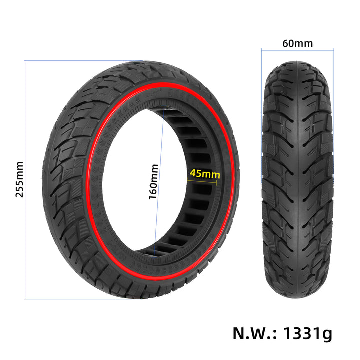 Ulip 60/70-7.0 Solid Tire with Red Circle for Xiaomi 4 Pro 4 Pro Max Scooters 10 Inch 60/70-7.0 Off-Road Solid Tire without Inflation Puncture-proof Tyre for Xiaomi Mi 4 PRO Tires Electric Scooter Parts