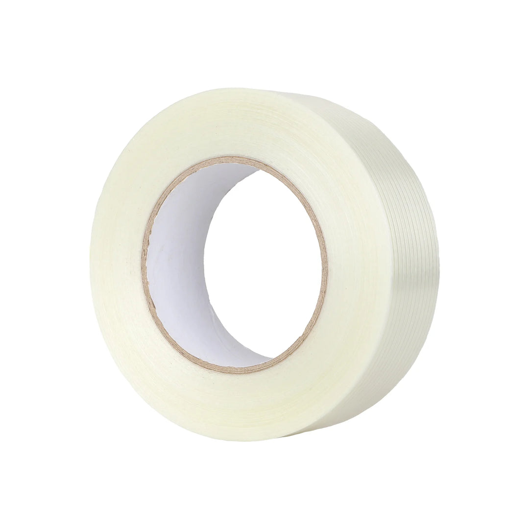 1PC 20mm*50M*0.15mm 50 Meter Striped Fiberglass Tape No Residual Glue Toy Airplane Model Super Durable Striped Fiberglass Reinforced Tape Transparent Fiber Tape Strongly Fixes Model Lithium Battery Refrigerator and Bundles Heavy Objects Fiberglass Tape