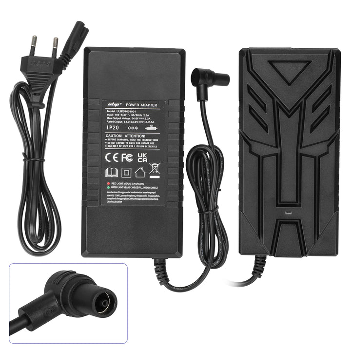 Ulip 54.6V2.3A Charger with Hollow Head EU Plug For Xiaomi 4 Pro 2nd Gen Xiaomi 4 Ultra Navee S65 Xiaomi 5 Xiaomi Pro Scooter Ulip 54.6V 2.3A Transformers European Standard Battery Charger Electric Scooter Power Adapter Charging Equipment Accessories