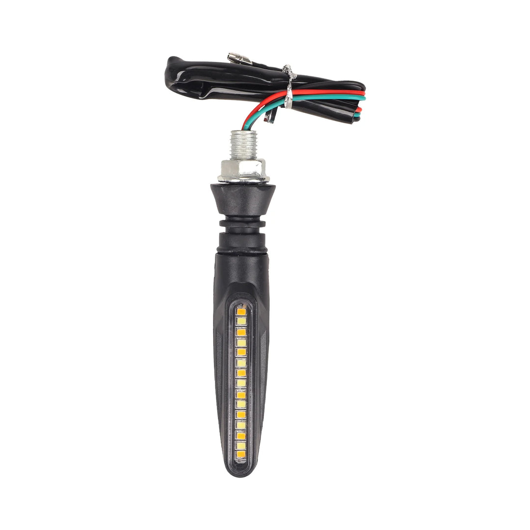 Motorcycle LED 12V Turn Signal Lights with White Daytime Running Lights and Yellow Sequential Turn Signal Lights - Aftermarket Modification Kit