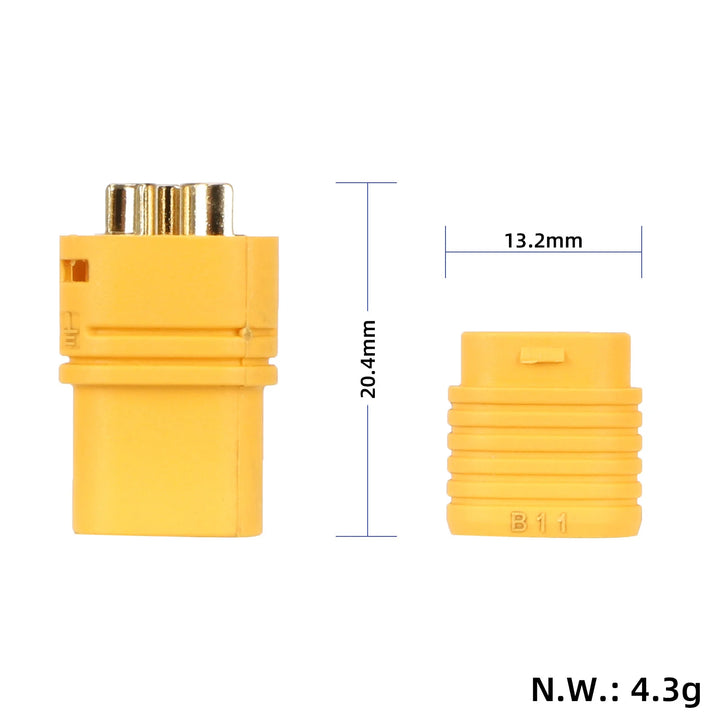 Amass MT60-F Female Plug MT60 Upgraded Plug Connector with Gold-Plated Banana Plugs AMS MT60-F Female Yellow Connector High Current Power Aviation Plug Socket Amass MT60 Connector