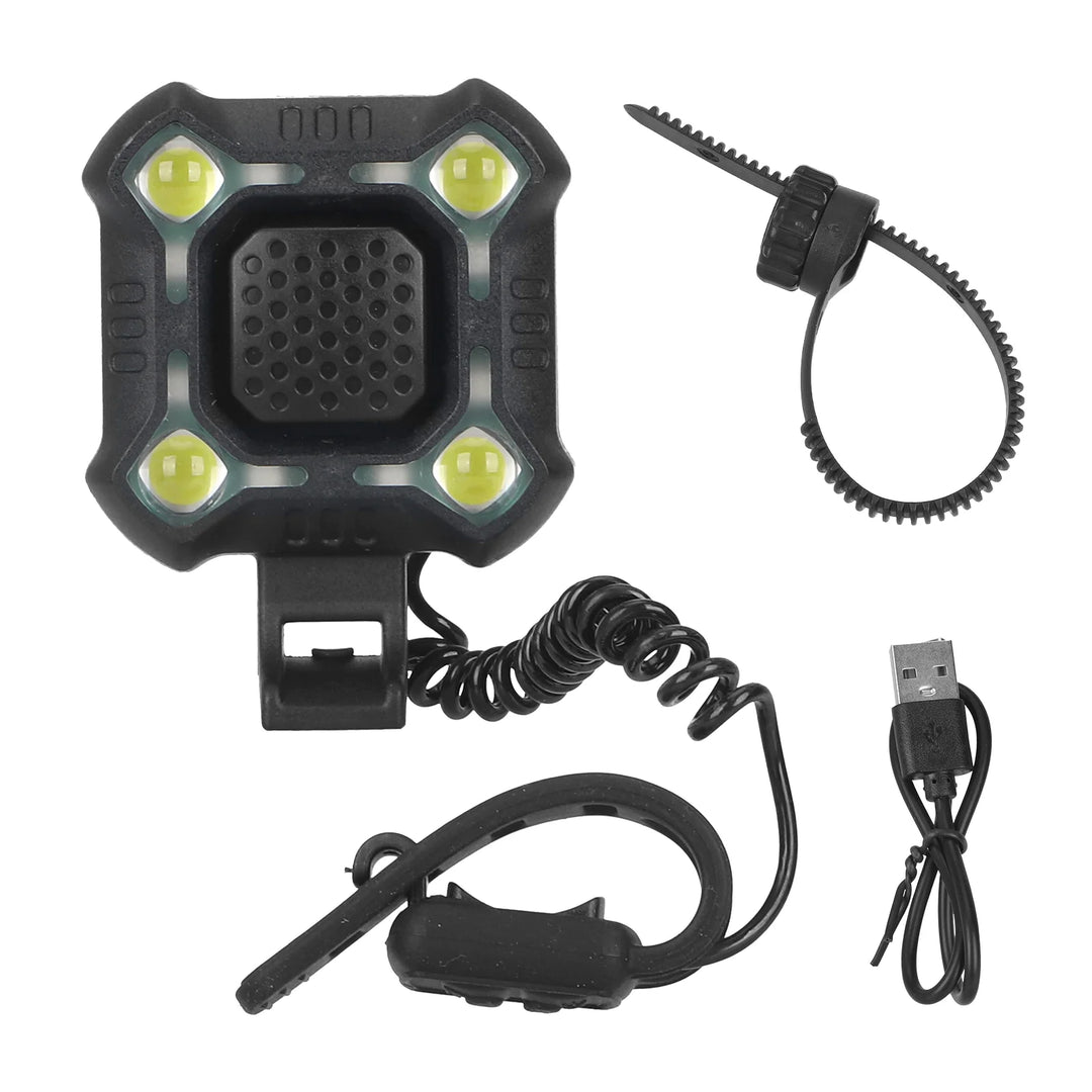 Black 140bd Electric Horn Headlight Cross-Border Twooc Bicycle Electric Horn Electric Bell Tram Scooter Horn Usb Charging Horn Riding Equipment Bicycle Electronic Bell Light Scooter E-bike USB Charging Cycling Warning Alert Safety Riding Device