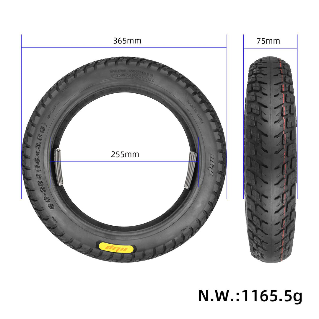 Ulip 66-254(14*2.5) Off-Road Tubeless Tire Pneumatic Wheel Tire For 14 Inch Electric Bicycle Electric Bicycle Wheels 14*2.50 Tires14x2.5(66-254) Off-Road Vacuum Tire Electric Vehicle 14 Inch Thick Off-Road Tire