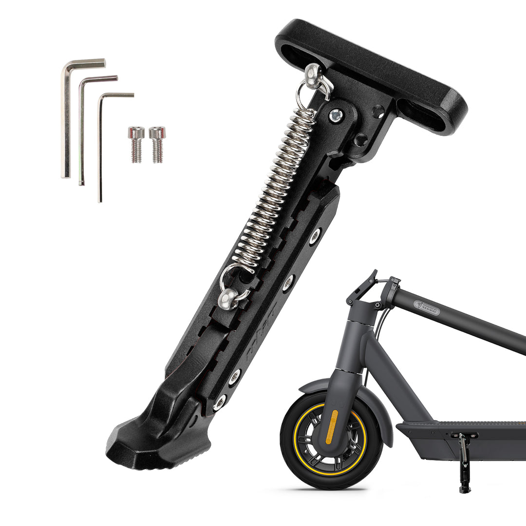 V2 Black Adjustable Aluminum kickstand for Segway Max G30 Kickstand Foot Support Side Stand Packing Rack Kickstand Parking Foot Support Stand For Ninebot Max G30 Kaabo Mantis 10 Vsett 9 Electric Scooter Adjustable Kickstand Accessories
