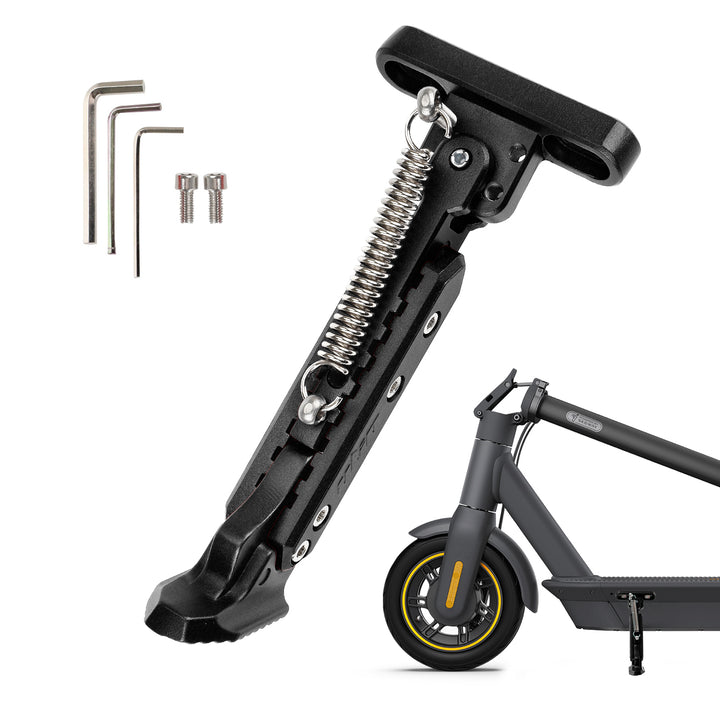 V2 Black Adjustable Aluminum kickstand for Segway Max G30 Kickstand Foot Support Side Stand Packing Rack Kickstand Parking Foot Support Stand For Ninebot Max G30 Kaabo Mantis 10 Vsett 9 Electric Scooter Adjustable Kickstand Accessories