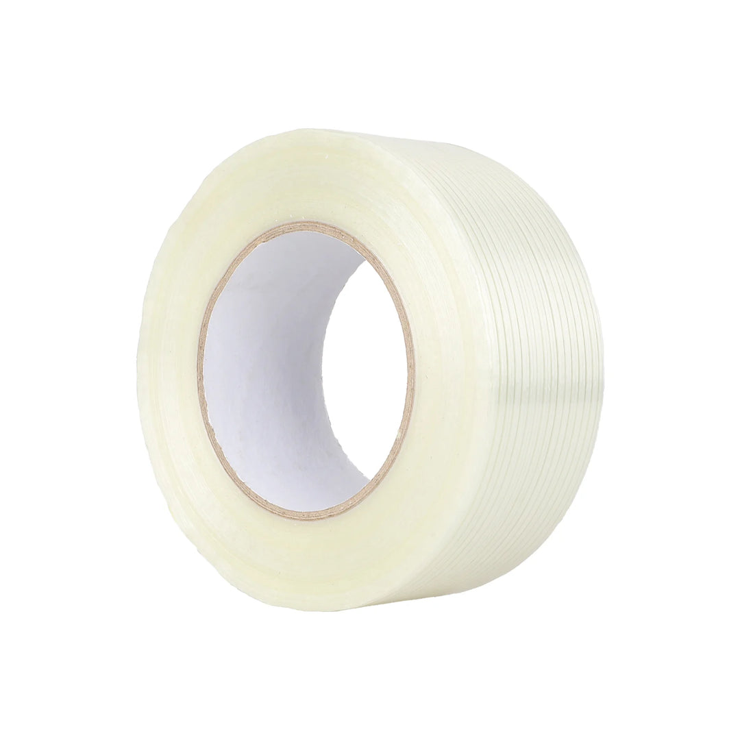 1PC 20mm*50M*0.15mm 50 Meter Striped Fiberglass Tape No Residual Glue Toy Airplane Model Super Durable Striped Fiberglass Reinforced Tape Transparent Fiber Tape Strongly Fixes Model Lithium Battery Refrigerator and Bundles Heavy Objects Fiberglass Tape