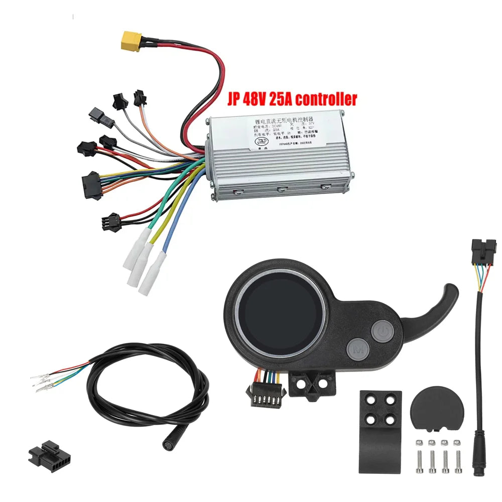 JP J&amp;P 48V Display Switch Controller Cable Kit for Joyor Kaabo Kugoo Skateflash JP 48V 25A Electric Scooter LCD Screen with Thumb Throttle Meter Display with USB Charging Shift Switch Accelerator Motherboard Wire Set