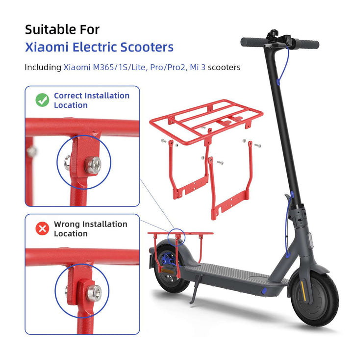 Scaffale portapacchi posteriore pieghevole rosso Ulip per monopattini Xiaomi M365 Pro PRO2 1S MI 3, portapacchi posteriore per E-Scooter, design compatto, leggero, per spazio di archiviazione aggiuntivo