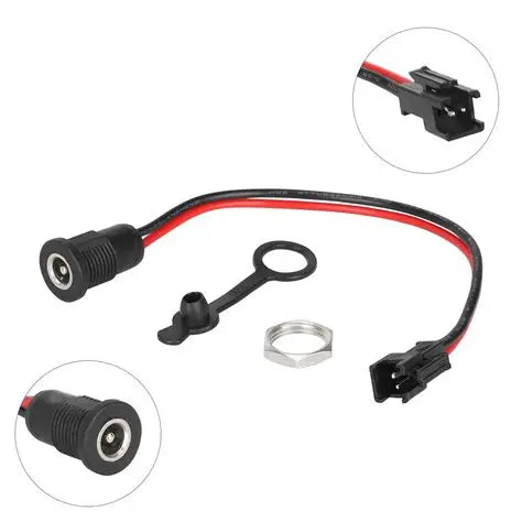 DC2.1 charging cable with 2 pin black connector