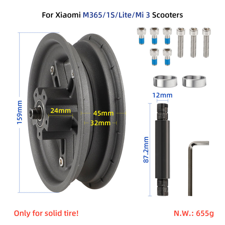 Gray Ulip Split Rear Hub for xiaomi M365/1S/MI3/Lite scooters 8.5 Inch Split Wheel Hub Solid Tire with Wrench Screw For Xiaomi M365 1S Mi3 Electric Scooter Aluminum Alloy Rear Hub