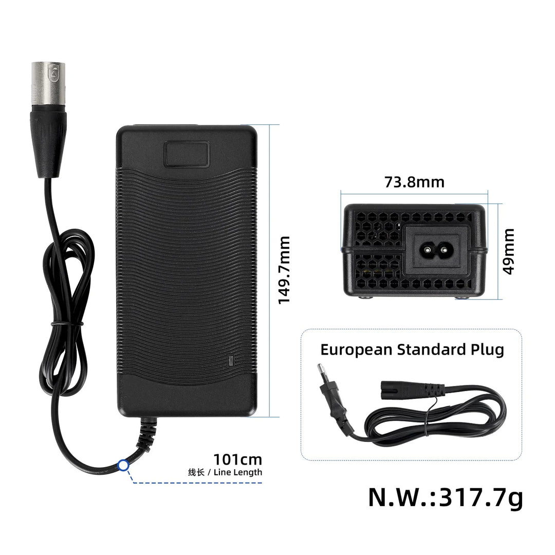 Caricabatterie 54.6V2A con testina Kallon e spina EU, alimentatore