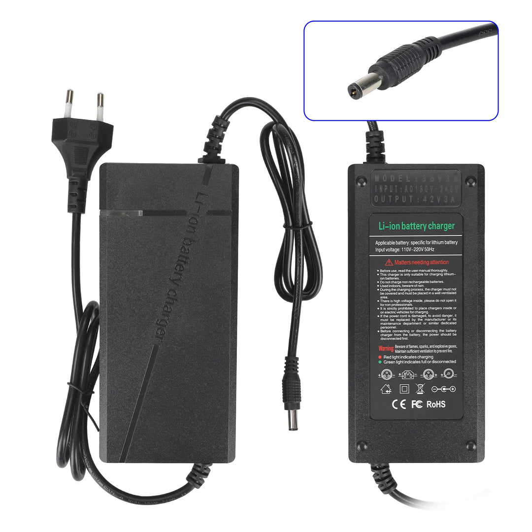 42V3A DC2.1 Charger EU plug Electric Vehicle Electric Scooter DC Head Charger Lithium Battery Charger 36V 42V DC2.1 Connector Scooter Power Adaptor with Round Head Power Cord Accessories