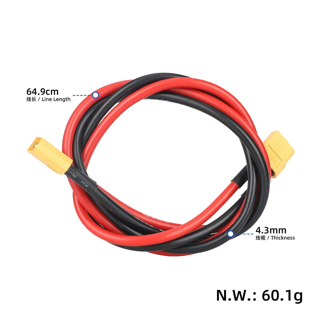 XT60 Male to Female Connector Plug 60cm Cable Length 12AWG Tinned Copper Wire with Silicone Sheath Battery Connection Adapter Cable with Terminal
