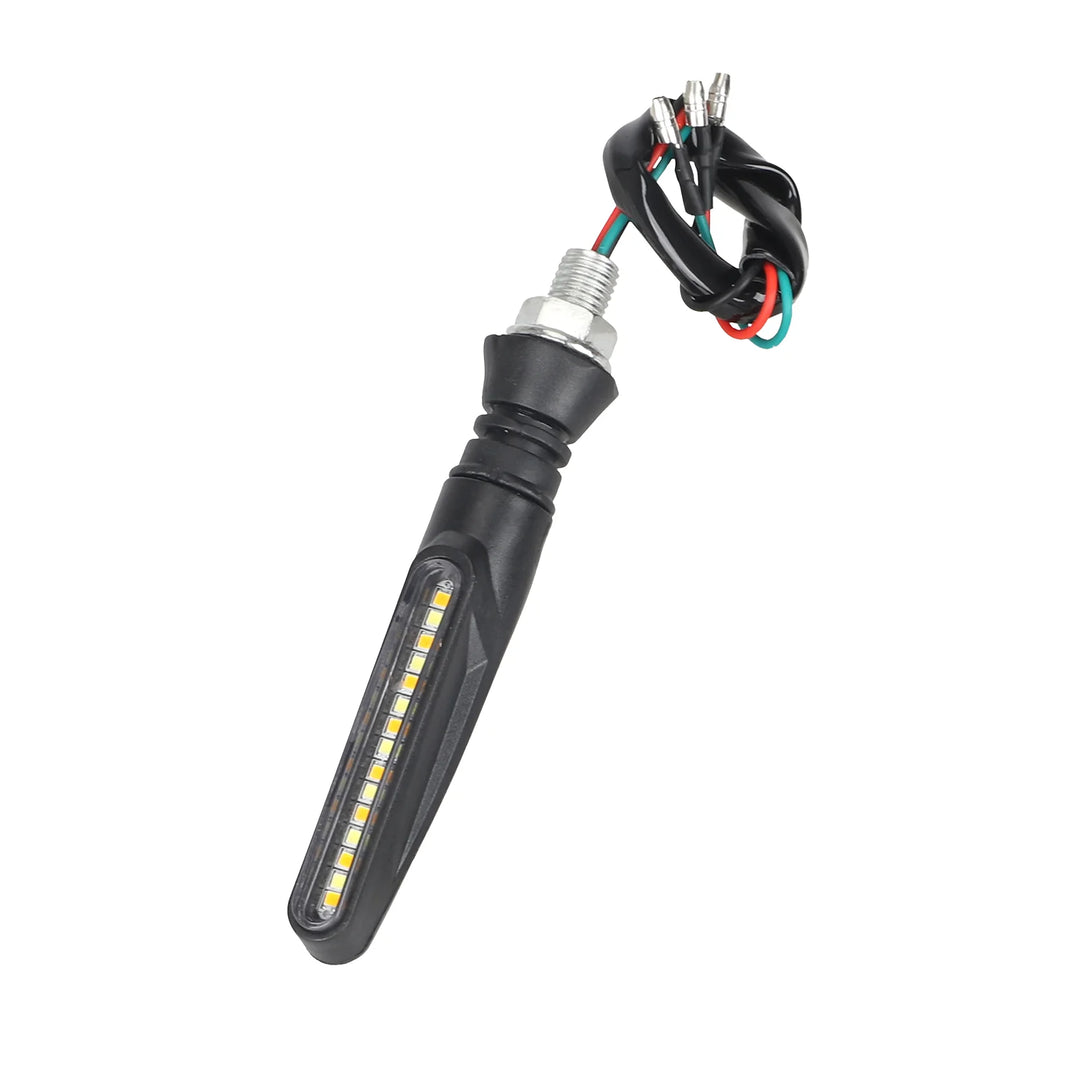 Motorcycle LED 12V Turn Signal Lights with White Daytime Running Lights and Yellow Sequential Turn Signal Lights - Aftermarket Modification Kit