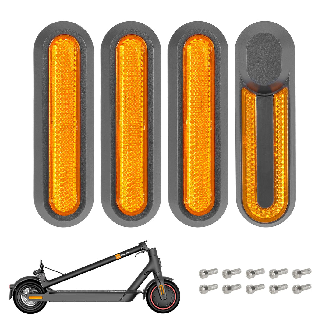 4 Pezzi Gusci Decorativi Grigio Con Barre Catarifrangenti Gialle Per m365 1s Pro Pro2 E Lite Copriruota Guscio Protettivo Per Scooter Elettrico Xiaomi 3 M365 Pro 2 1s Tubo Riflettente Di Sicurezza Anteriore Posteriore Parti Catarifrangenti Notturne